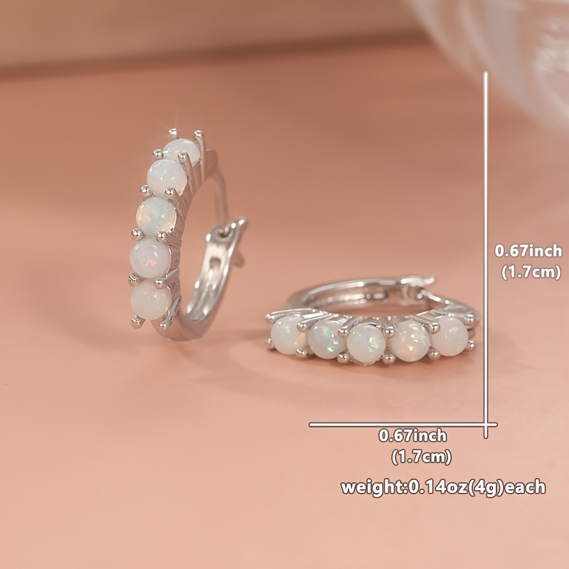 Small Hoop Synthetic Opal Treasure Earrings